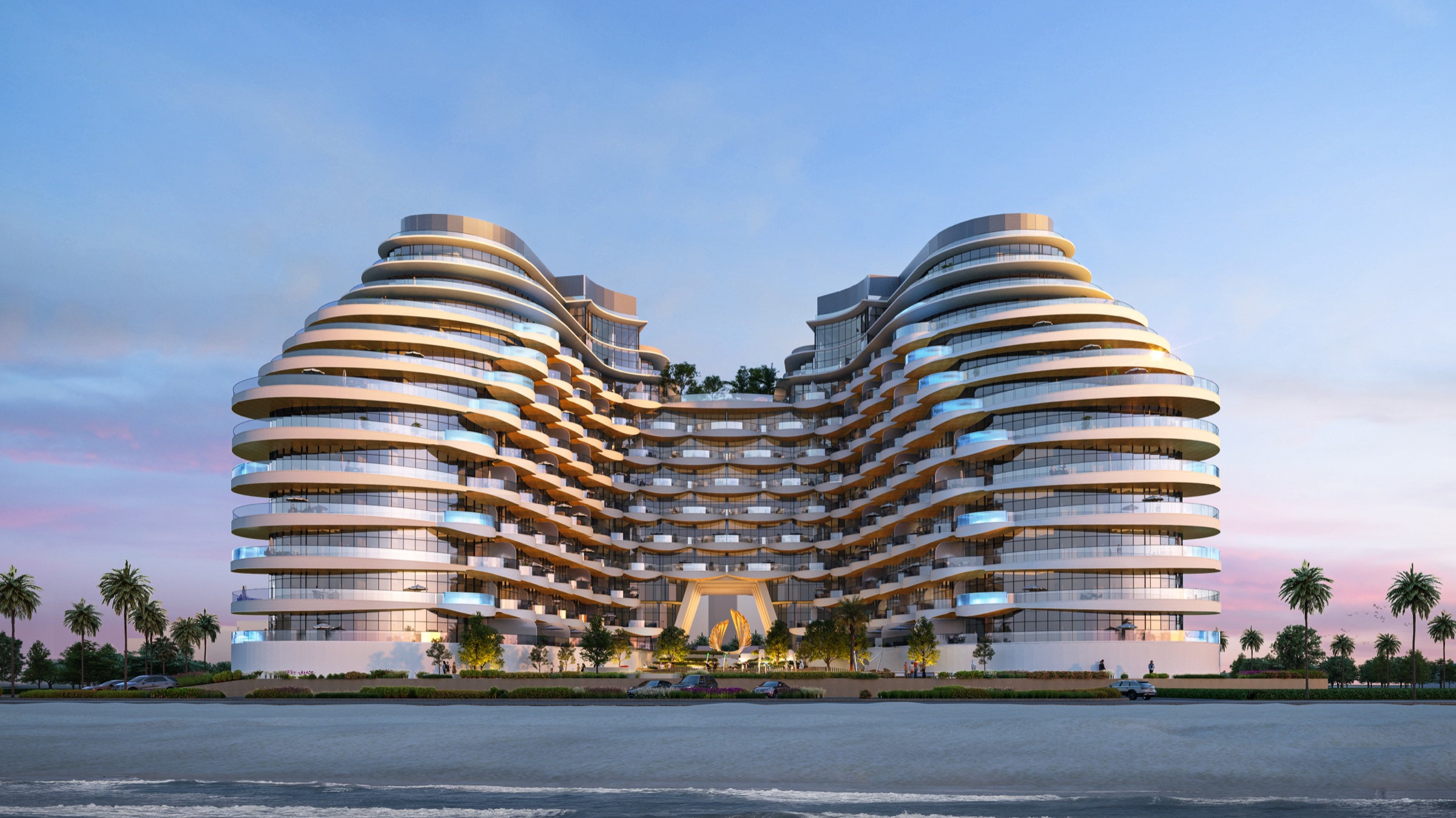 Aqua Arc furnished residence interior architectural rendering