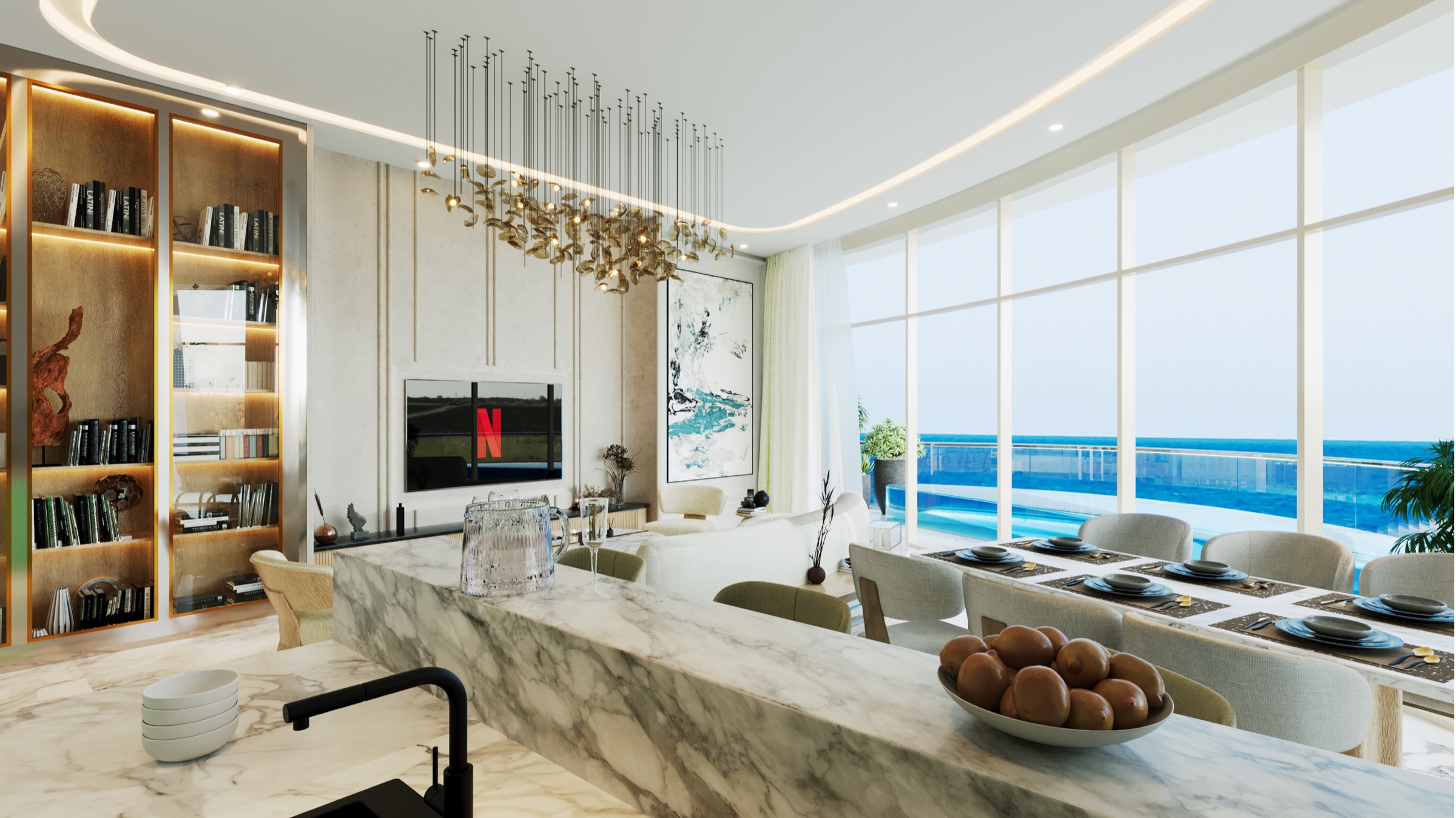 Aqua Arc resident amenity space architectural rendering