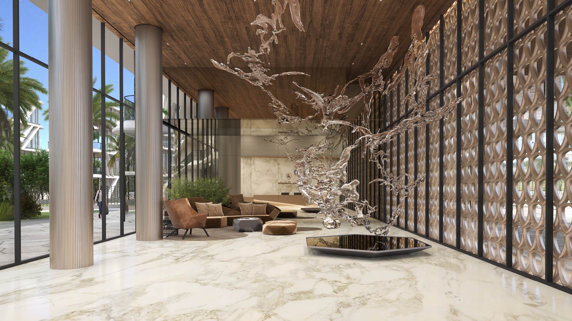 Tonino Lamborghini lobby atrium architectural rendering
