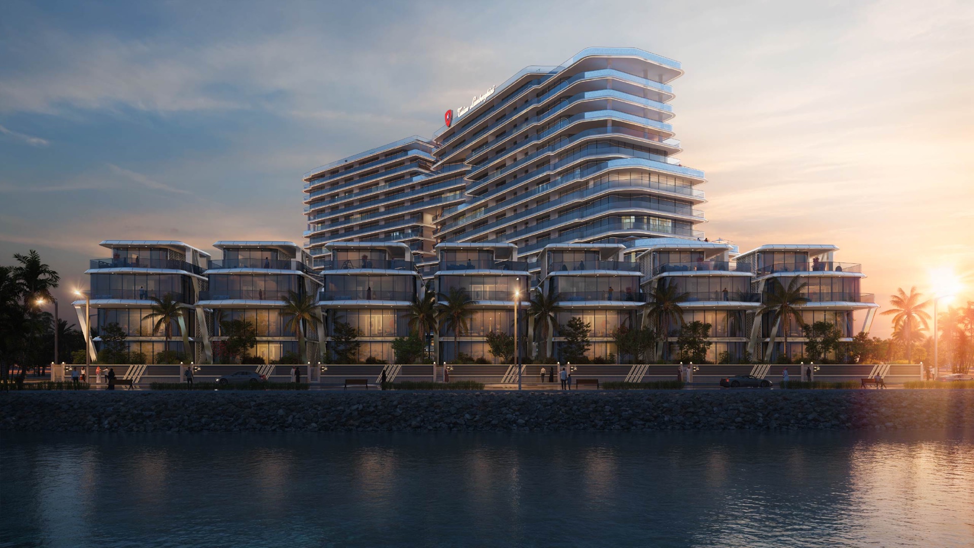 Tonino Lamborghini waterfront exterior architectural rendering