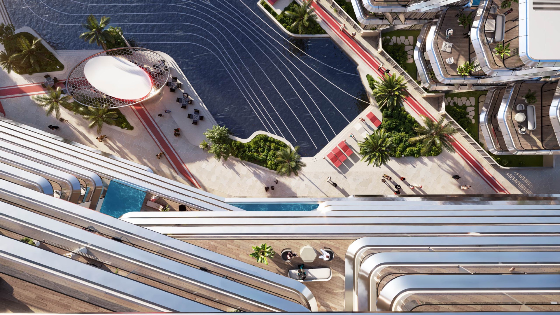 Tonino Lamborghini podium pool architectural rendering