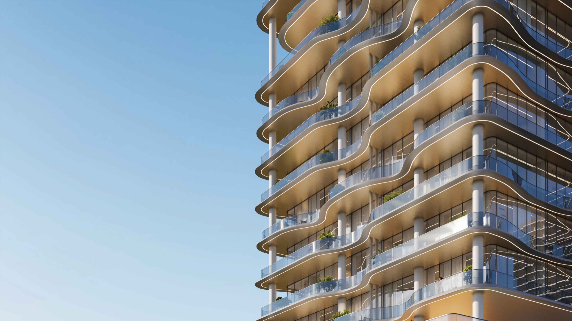 Orvessa facade and balconies architectural rendering