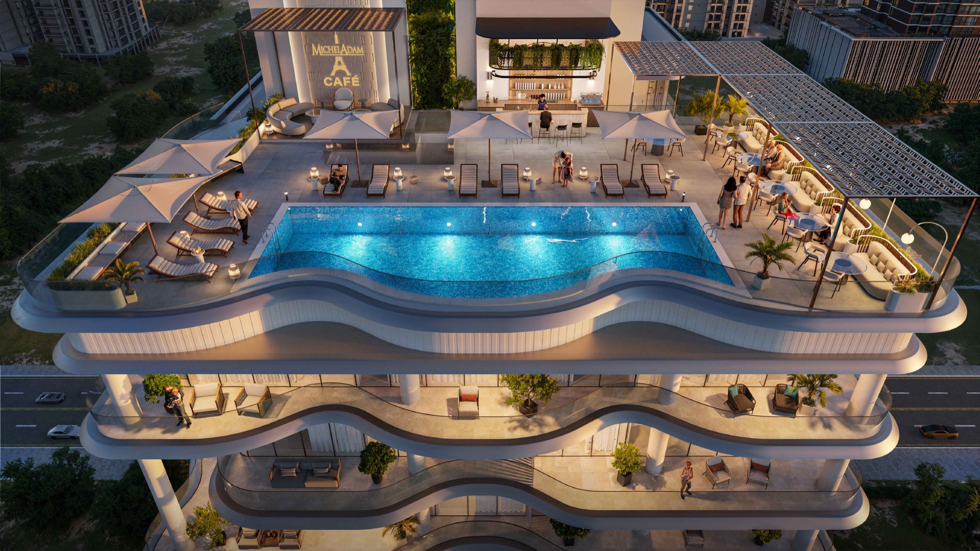 Orvessa Residences rooftop pool architectural rendering