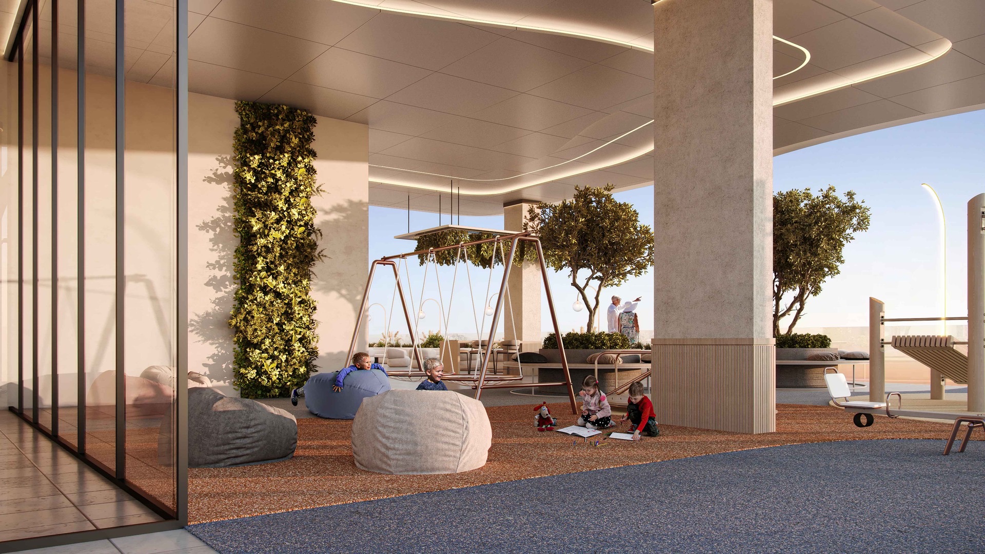 Orvessa children’s outdoor play terrace architectural rendering