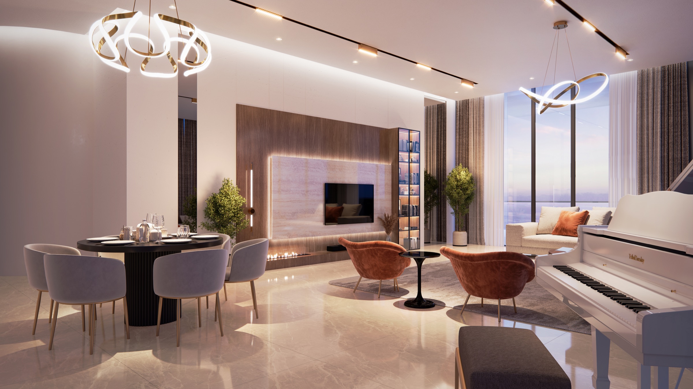 Pelagia furnished residence interior architectural rendering