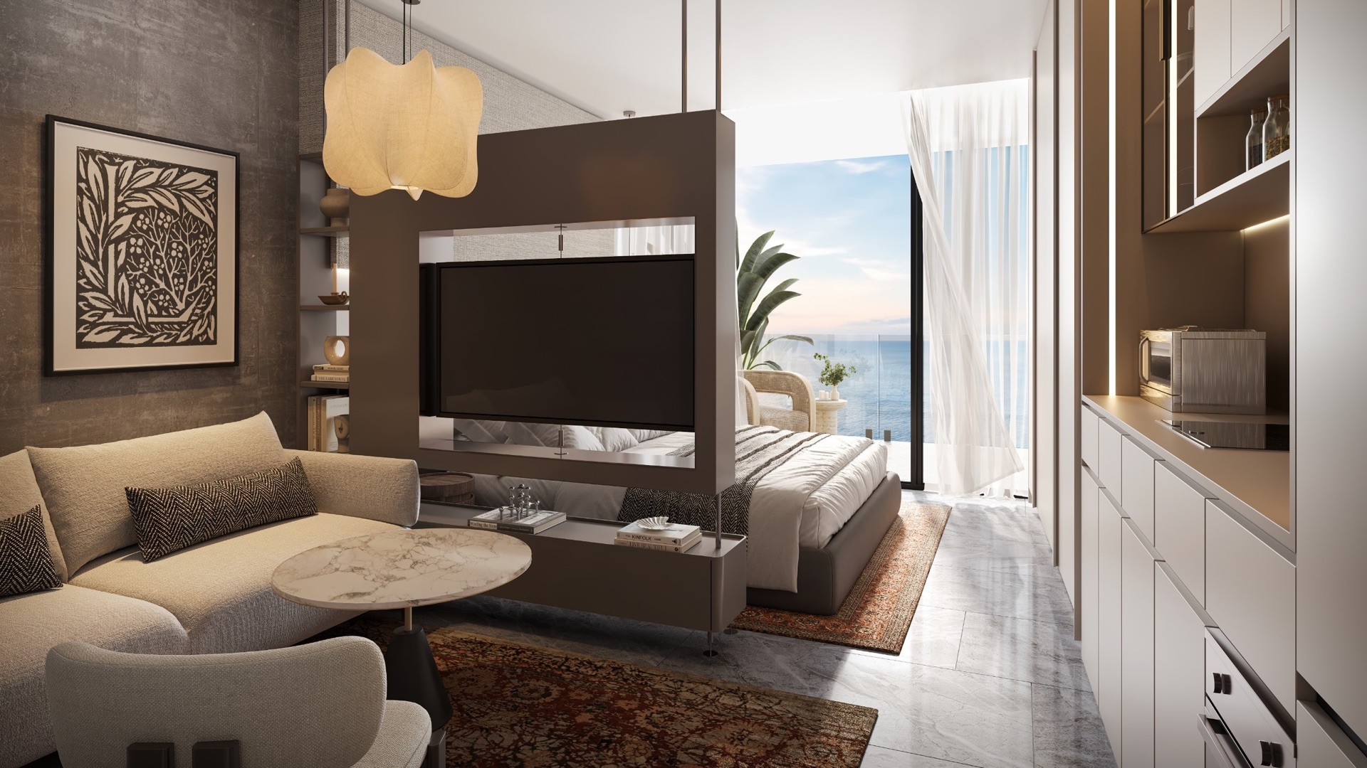Furnished studio residence architectural rendering
