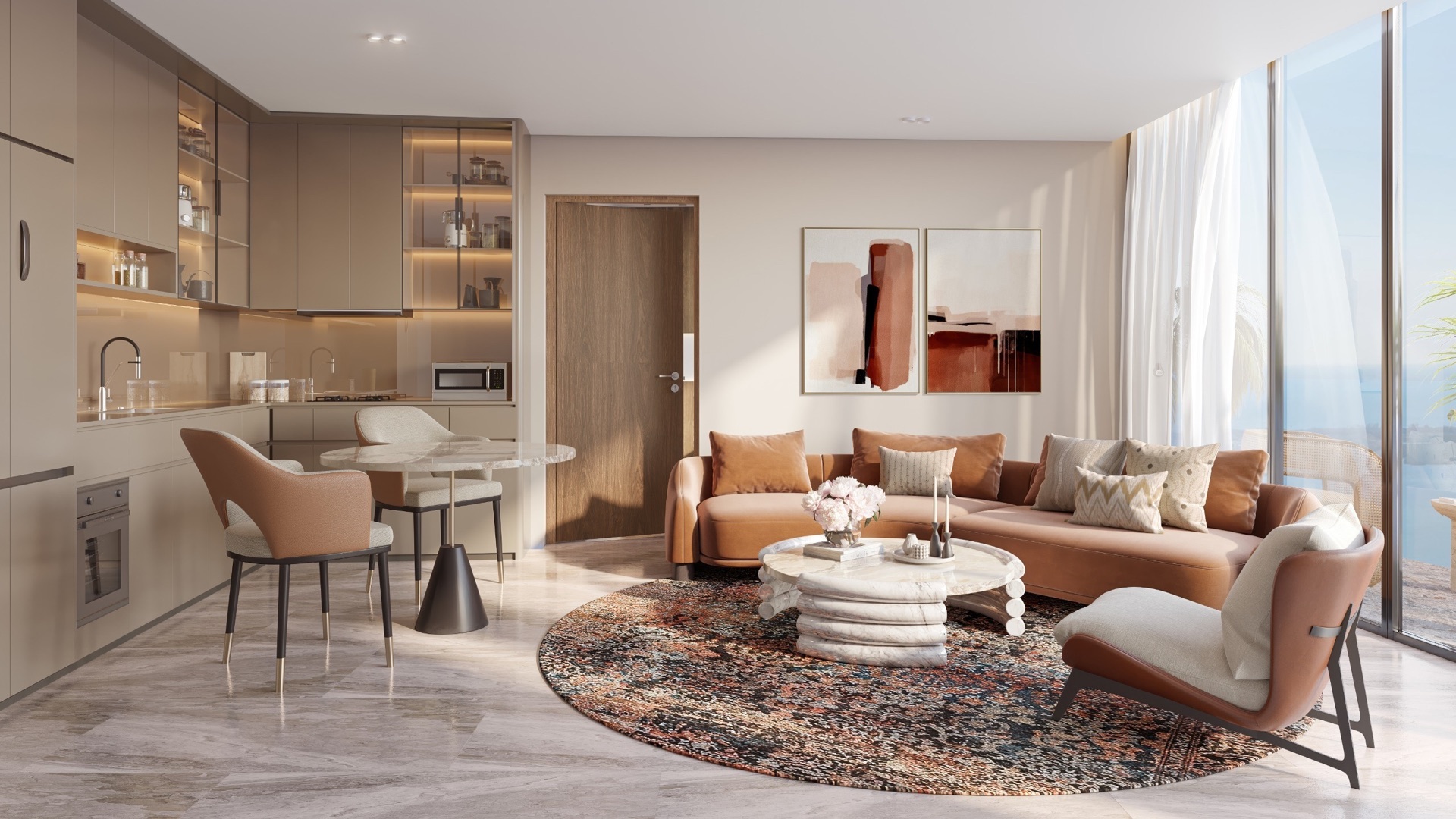 Radisson Blu living and dining interior architectural rendering