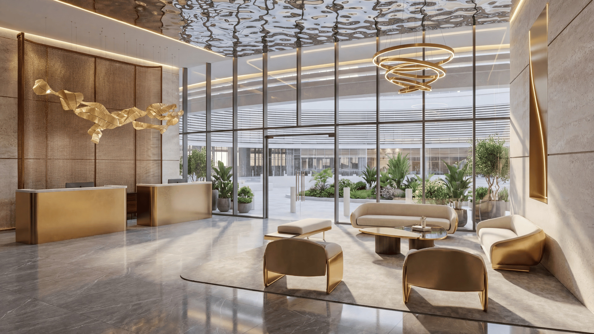 Radisson Blu lobby and reception lounge architectural rendering