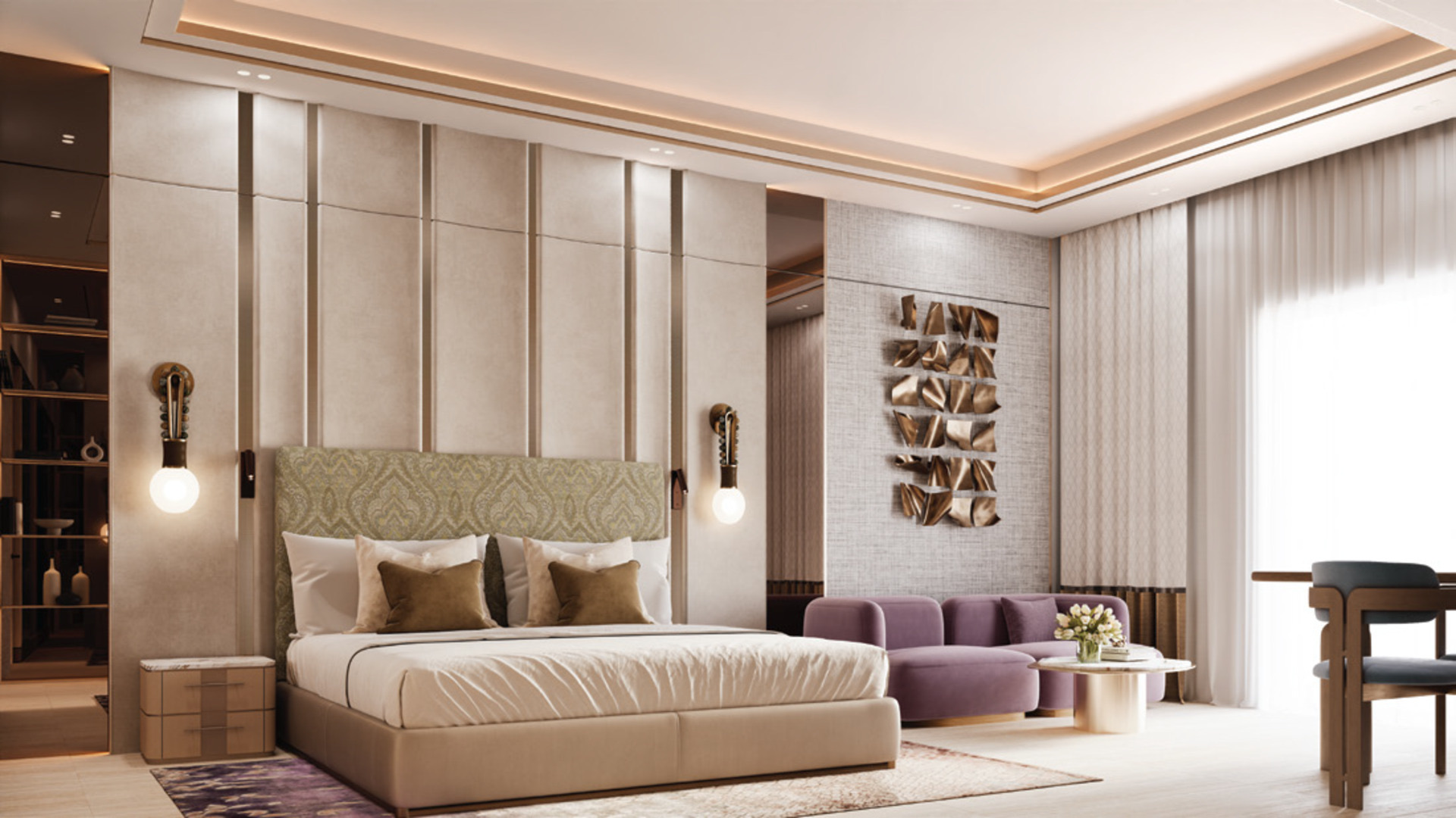 Taj Wellington Mews bedroom with sitting area architectural rendering